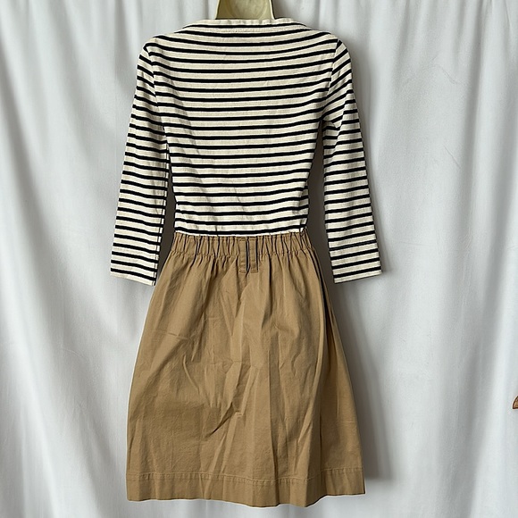 Burberry Brit Authenticated Navy/Khaki Striped Long Sleeve Dress **Sz 2** 🌺🌺 - Picture 2 of 7